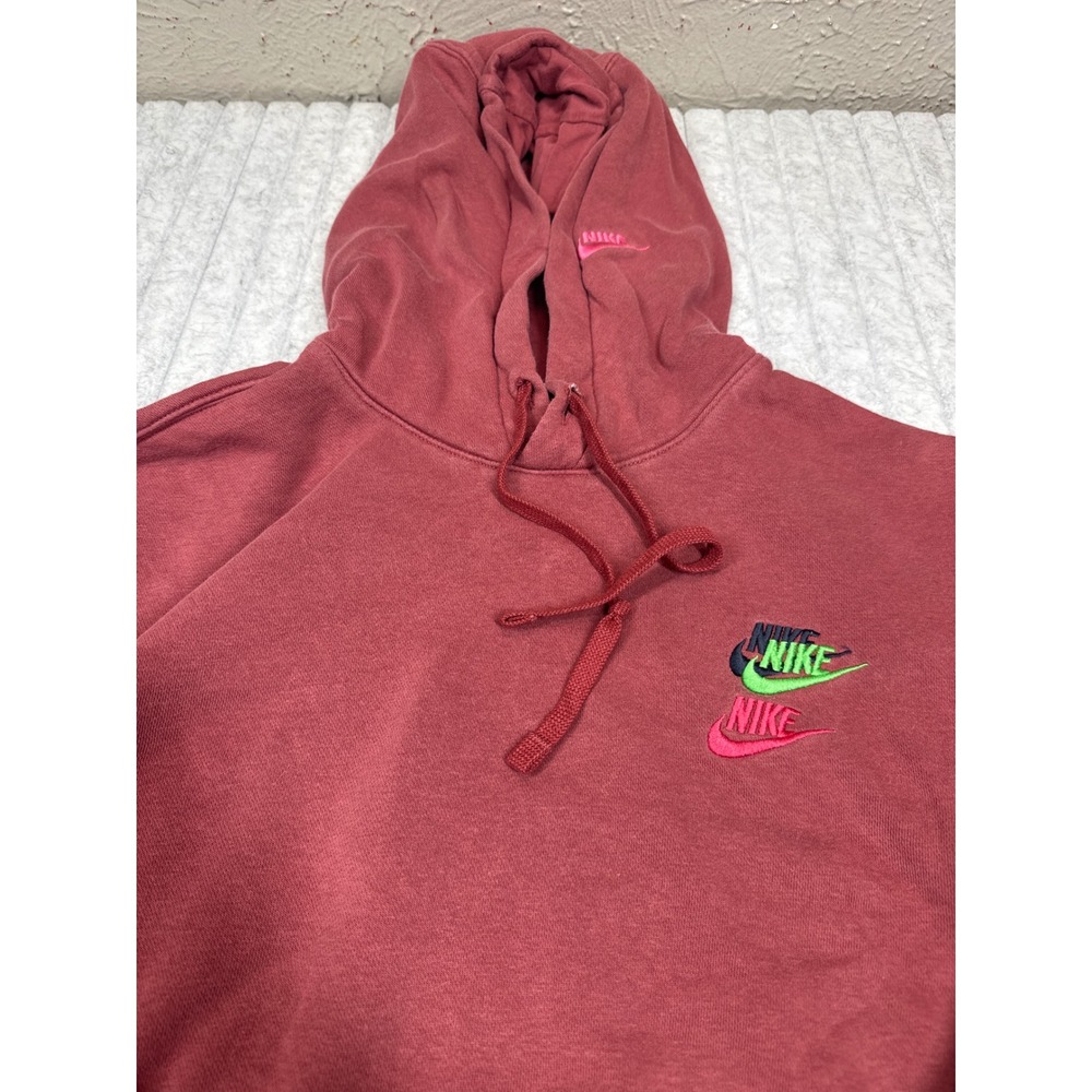 Nike Mens Multi-Logo Embroidered Pullover‎ Hoodie Burgundy Red DM8882-661 M